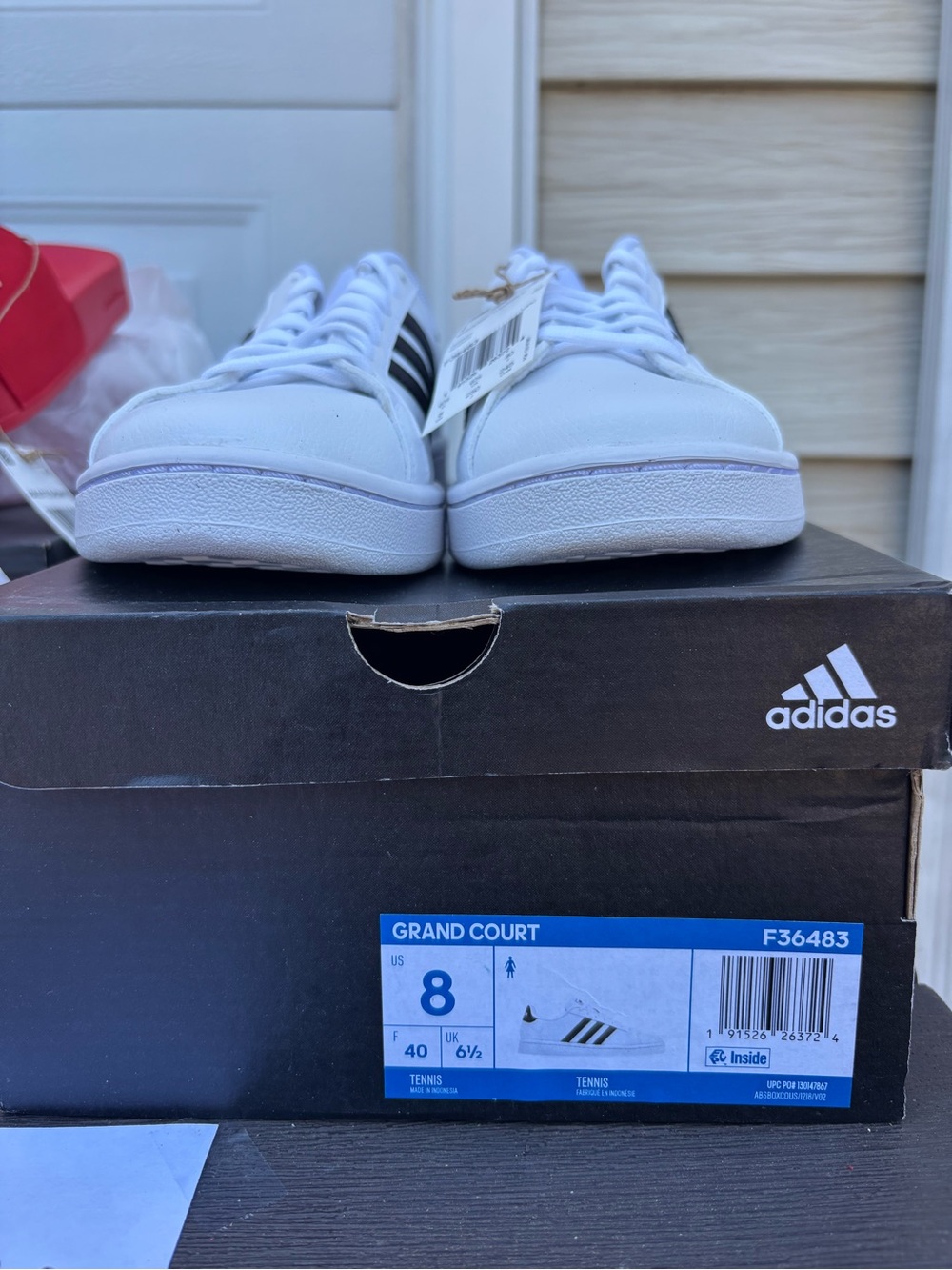 adidas White Sneakers with Black Stripes - Picture 3 of 4